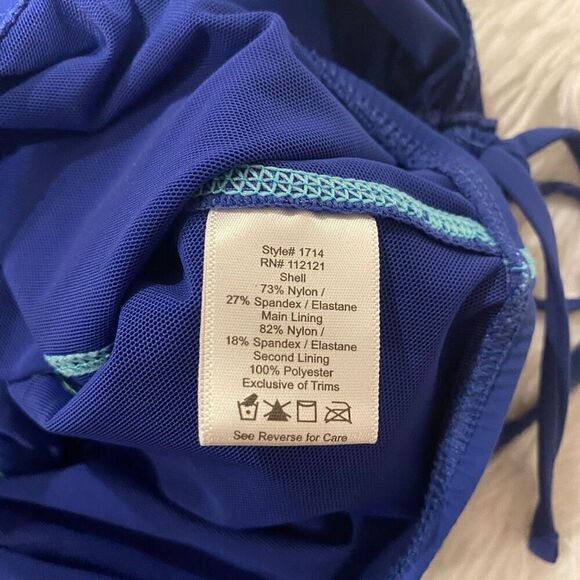 Spanx Assets Shirred Underwire Push up Power Swim Suit Dress in Blue Small - Picture 8 of 9